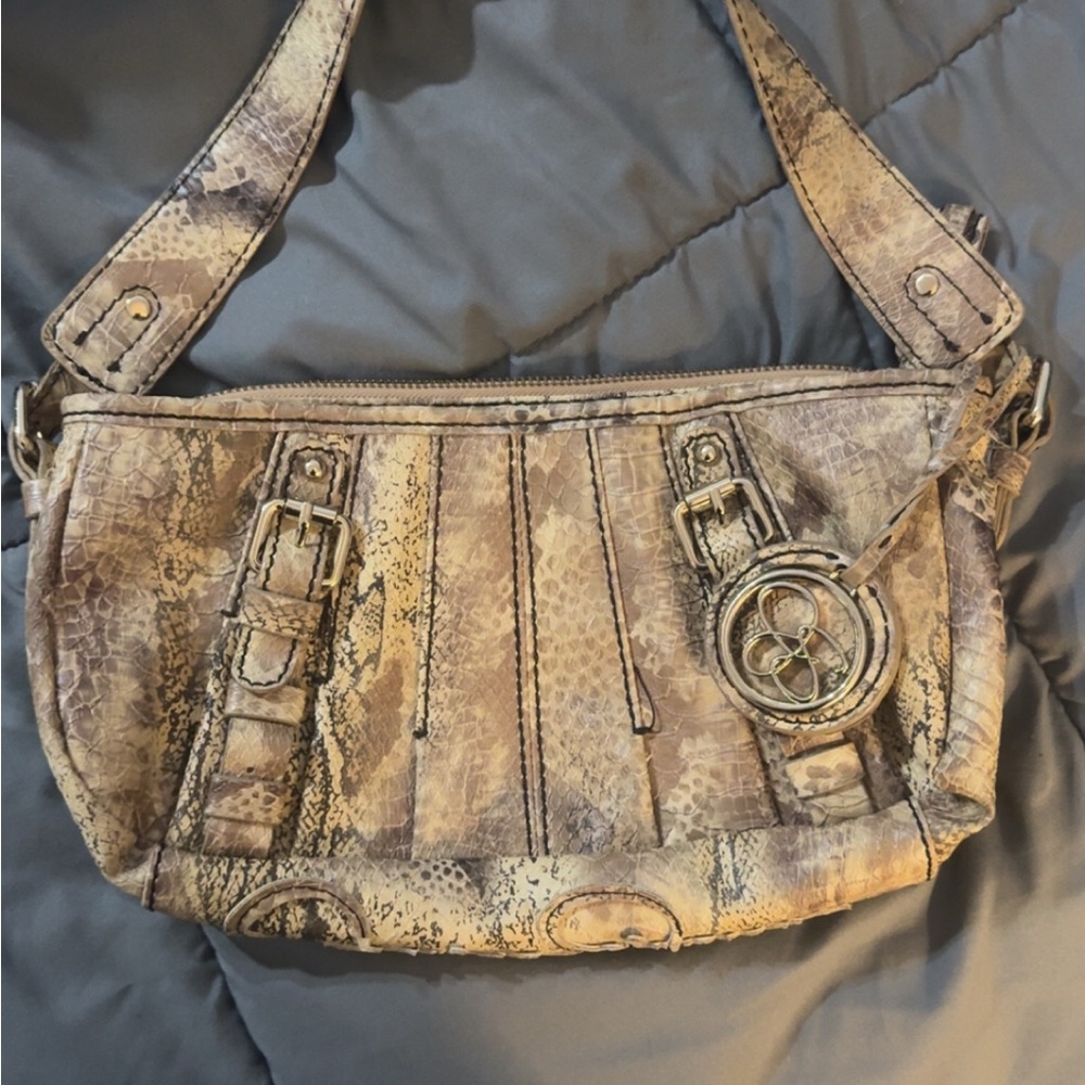Stylish Tan Snake Print Women's Bag. Jessica Simpson purse. Great condition